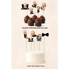 Patron Bebek Boss Baby 5 Adet Pasta 20 Adet Cupcake Mini Set Doğum Günü Pasta Süsü