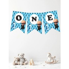 Patron Bebek Boss Baby Temalı One Yazılı Doğum Günü Partisi Yazı Banner