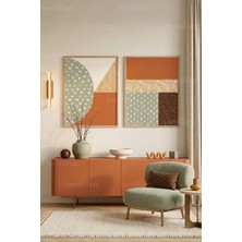Tontilika Modern Geometrik Sanat 2'li Ahşap Çerçeveli Tablo Seti