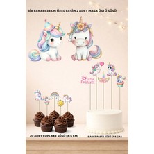 Unicorn Doğum Günü Süsü Seti - Pasta Süsü, Cupcake Süsü, Pano Masa Üstü Süsü