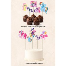 My Little Pony Konsept 5 Adet Pasta 20 Adet Cupcake Mini Set Doğum Günü Pasta Süsü