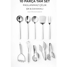 Birpa Paslanmaz Çelik Mutfak Tam Set (Servis Seti-Patates Ezme-Servis Maşa-Çırpıcı) 10 Parça