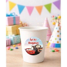 20 Adet 4 cm Şimşek Mcqueen Yuvarlak Happy Birthday Doğum Günün Kutlu Olsun Sticker Çıkartma Etiket
