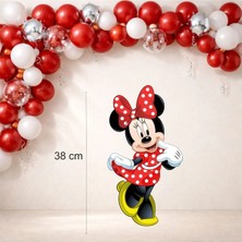 Minnie Mouse Kırmızı Temalı Ayaklı Pano (38 Cm) Doğum Günü Süsü 300GR Kuşe Kağıt
