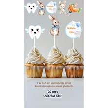 Ilk Dişim Çıktı Erkek Konsept Kürdanlı Cupcake Süsü Doğum Günü Süsü *20'li Kalın Kağıt