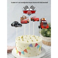Şimşek Mcqueen Temalı 5 Adet Doğum Günü Pata Süsü
