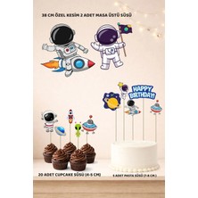 Uzay Konsept Doğum Günü Süsü Seti - Pasta Süsü, Cupcake Süsü, Pano Masa Üstü Süsü