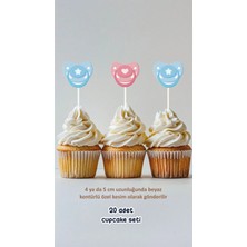 Kız Or Erkek Cinsiyet Partisi Konsept Kürdanlı Cupcake Süsü Doğum Günü Süsü *20'li Kalın Kağıt