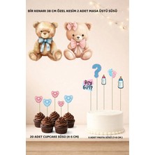 Cinsiyet Partisi Doğum Günü Süsü Seti - Pasta Süsü, Cupcake Süsü, Pano Masa Üstü Süsü
