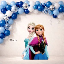 Elsa ve Anna Temalı Ayaklı Pano (38 Cm) Doğum Günü Süsü 300GR Kuşe Kağıt