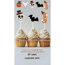 Cadılar Bayramı Halloween Party Temalı Kürdanlı Cupcake Süsü Doğum Günü Süsü *20'li Kalın Kağıt