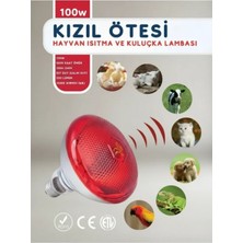 Marsilyan 100W Kızılötesi (Infrared) Isıtıcılı Hayvan Isıtma ve Kuluçka Lambası (Kırmızı Işık) E27 (Kalın Duy)