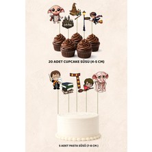 Harry Potter Konsept 5 Adet Pasta 20 Adet Cupcake Mini Set Doğum Günü Pasta Süsü