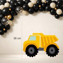 Inşaat Kamyon Temalı Ayaklı Pano (38 Cm) Doğum Günü Süsü 300GR Kuşe Kağıt
