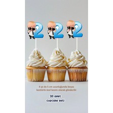 Patron Bebek 2 Yaş Temalı Konsept Kürdanlı Cupcake Süsü Doğum Günü Süsü *20'li Kalın Kağıt