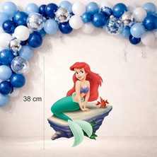 Deniz Kızı Temalı Ayaklı Pano (38 Cm) Doğum Günü Süsü 300GR Kuşe Kağıt