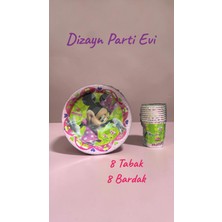 Dizayn Parti Evi Minnie Mouse Temalı 8 Kişilik Parti Seti 8 Tabak 8 Bardak Doğum Günü Konsepti