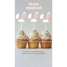 Tavşan Temalı Kürdanlı Cupcake Süsü Doğum Günü Süsü *20'li Kalın Kağıt