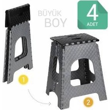 Aklan Büyük Boy Katlanır Tabure 4 Adet Antrasit Gri