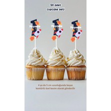 1 Yaş Uzay Temalı Cupcake Süsü Pasta Süsü Doğum Günü Süsü 20 Adet