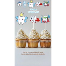 Ilk Dişim Erkek Çocuk Cupcake Doğum Günü Pasta Süsü Doğum Günü Süsü 20 Adet