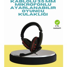 Aylina Mey Ithalat® Kırmızı Işıklı Oyun Kulaklığı Kablolu Mikrofonlu Profesyonel