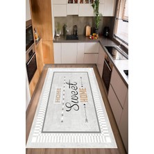 Pelura Halı Home Sweet Home Yazılı Baskılı Kaymaz Yıkanabilir Mutfak Halısı Yolluk