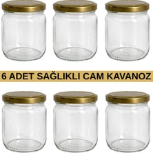 Sara Shop 6 Adet Cam Şişe (Bebek Maması-Sos- Hacamat Kavanozu Olarak Çok Amaçlı Kullanım) Gold Kapaklı 250 cc