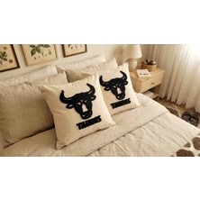 Home Art Paris Burç Figürlü Punch Nakışlı Yastık Kılıfı - 40X40CM Kırlent Kılıfı - Astroloji Bohem