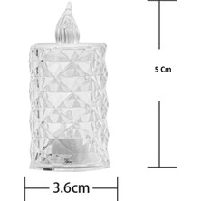 Hereveoyuncak LED Mum Şeffaf Kristal LED Mum Pilli Alevsiz Çay Mumu Düğün Doğum Günü Ortam Işığıı Mini