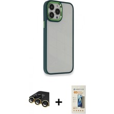 Pileli Store Pilelistore™ iPhone 14 Pro Kılıf Eksen Doku Prime - Siyah 6d Mat Seramik Hayalet Nano Ekran Koruyucu + Raze Metal Kamera Lens - Gd