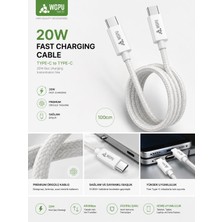 Powerfox With Wopu 20W Type-C To Type-C Süper Hızlı Şarj Kablosu Premium Örgülü Usb-C Data Kablosu 1m