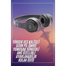 Marsilyan Bluetooth Kablosuz Kulaklık Siyah Wireless 5.0 Kulak Üstü Uzun Pil Ömrü