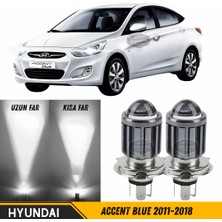 ŞüsCarOto Aksesuar Hyundai Accent Blue 2011-2018 Uyumlu Mercekli Far Ampulü LED Xenon Beyaz Renk Far Şimşek Etkili Csp LED Lamba Uzun Kısa 2 Adet Takım