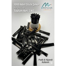 Merpak Ambalaj Merpak Stick Şeker 3 Kg Baskılı Siyah Şeker 3 gr x 1000'li Kolay Dökülme Özelliği İle