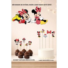 Minnie Mouse Doğum Günü Süsü Seti - Pasta Süsü, Cupcake Süsü, Pano Masa Üstü Süsü
