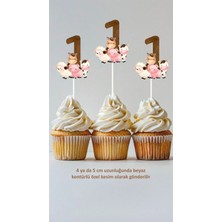 Çiftlik Hayvanları 1 Yaş Temalı Konsept Kürdanlı Cupcake Süsü Doğum Günü Süsü *20'li Kalın Kağıt