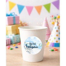 20 Adet 4 cm Uzay Yuvarlak Happy Birthday Doğum Günün Kutlu Olsun Sticker Çıkartma Etiket