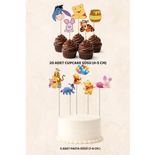 Winnie The Pooh Konsept 5 Adet Pasta 20 Adet Cupcake Mini Set Doğum Günü Pasta Süsü