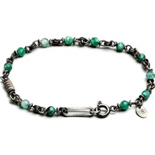 Quavo Oxide Silver & Green Aventurin - Erkek Bileklik MEY2412041