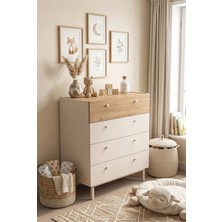 Robin Home Robinhome Bebek Odası Çocuk Odası Geniş Şifonyer 4 Çekmeceli Ahşap Ayaklı