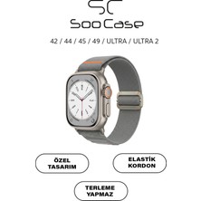 SC Soo Case Apple Watch Ultra Uyumlu Titanyum Kancalı Alpine Dokuma Kordon Kayış SOO-110