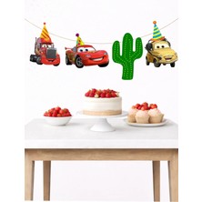 Şimşek Mcgueen Arabalar Banner Parti ve Doğum Günü Süsü 5 Figür 10 - 12 cm Arası