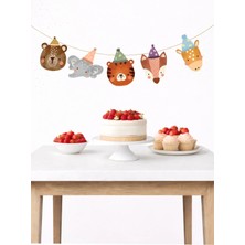 Safari Hayvanlar Banner Parti ve Doğum Günü Süsü 5 Figür 10 - 12 cm Arası