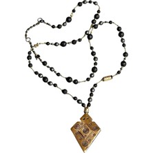 Amulet - Siyah Hematit Lava Bronz Tılsım Erkek Kolye MEY2411018