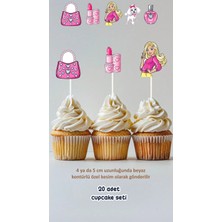 Barbie Konsept Kürdanlı Cupcake Süsü Doğum Günü Süsü *20'li Kalın Kağıt