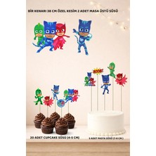 Pijamaskeliler Doğum Günü Süsü Seti - Pasta Süsü, Cupcake Süsü, Pano Masa Üstü Süsü