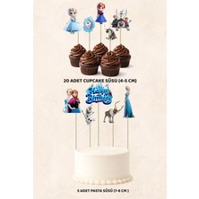 Elsa Frozen Konsept 5 Adet Pasta 20 Adet Cupcake Mini Set Doğum Günü Pasta Süsü