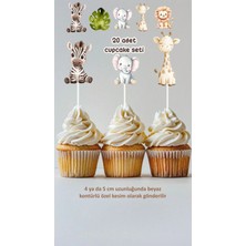 Safari Temalı Cupcake Süsü Pasta Süsü Doğum Günü Süsü 20 Adet