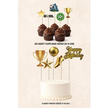 Futbol Konsept 5 Adet Pasta 20 Adet Cupcake Mini Set Doğum Günü Pasta Süsü